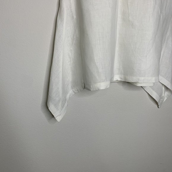 MoSaic USA Linen Skirt Womans 30" Elastic Waist White w/Pockets Hi-Lo Hem - Picture 3 of 6